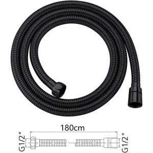 Flexible Douchette noir, Tuyau de Douche, 1.8 m