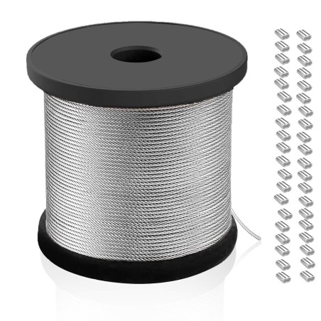 Câble inox 2 mm gaine PVC - 40 mètres avec manchons