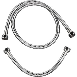 Lot de 2 flexibles en inox chromé 1m et 30 cm pour colonne de douche