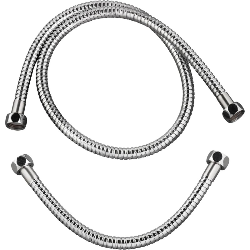 Lot de 2 flexibles en inox chromé 1m et 30 cm pour colonne de douche Lot de 2 flexibles en inox chromé 1m et 30 cm pour colonne de douche