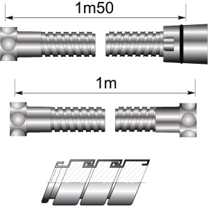 Lot de 2 flexibles en inox chromé 1m et 30 cm pour colonne de douche Lot de 2 flexibles en inox chromé 1m et 30 cm pour colonne de douche