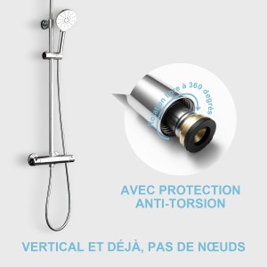 Flexible de Douche 2.5m,Avec protection Anti-Torsion