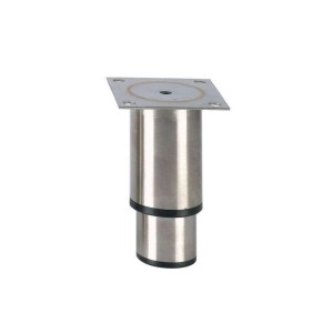 Pied réglable inox - 145mm - 90x90mm - plaque inox - semelle synthétique noire