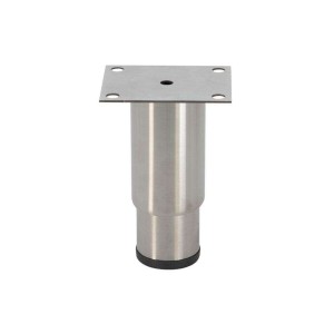 Pied réglable inox 145mm - 100x80mm -ø10mm - plaque inox - semelle synthétique noire