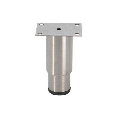 Pied réglable inox 145mm - 100x80mm -ø10mm - plaque inox - semelle synthétique noire