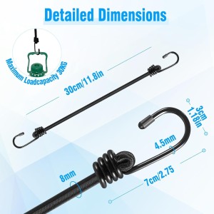 Lot de 12 tendeurs Elastique avec Crochets