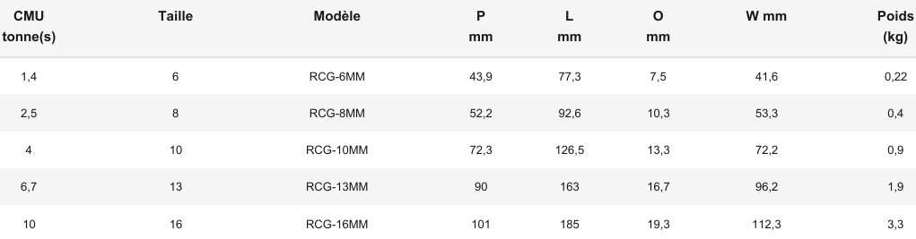 Crochet raccourcisseur à chape Grade 100