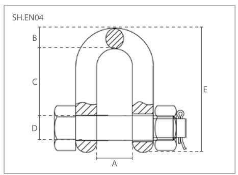 Manilles droites à axe boulonné goupillé