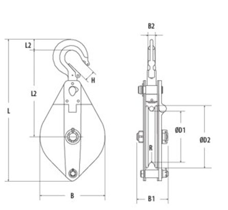 Moufle ouvrante à câble 1 réa.