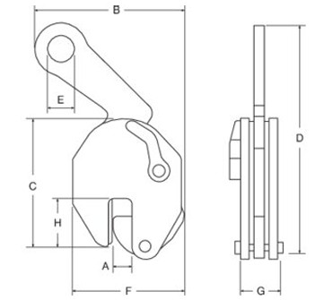 Pince à poutre pour levage horizontal et vertical.