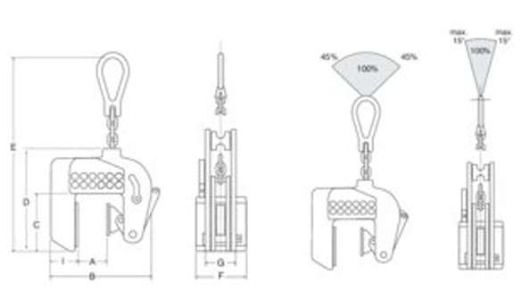 Pince de levage vertical réglable et protection marquage