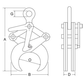 Pince levage vertical pour tuyaux.