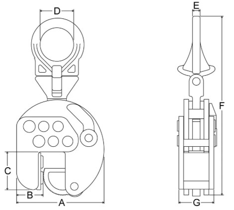 Pince de levage vertical réglable 3T.