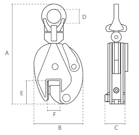 Pince pour levage et le transport de tôles et poutres en acier