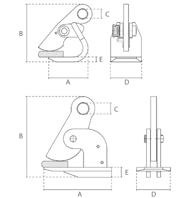 2 pinces de levage horizontal
