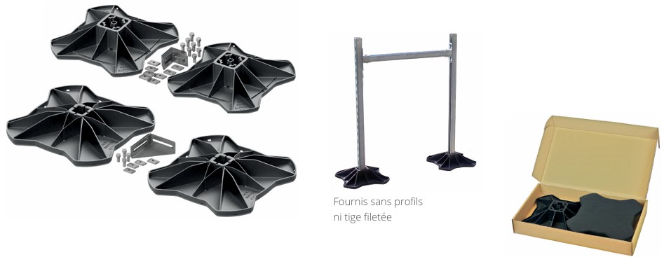 Pieds pour support en H avec plusieurs possibilités de fixation