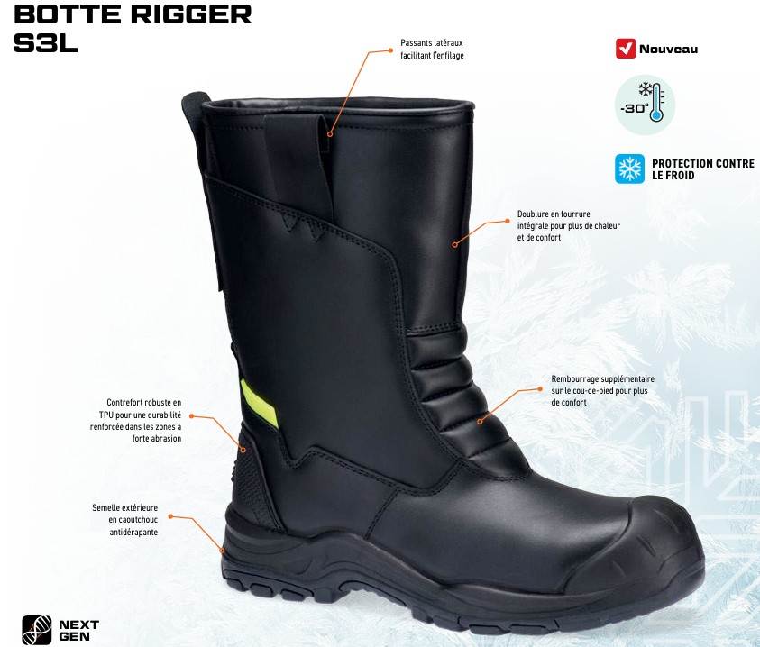 Botte fourrée cuir S3L SC HRO CI SR Noir - FD07