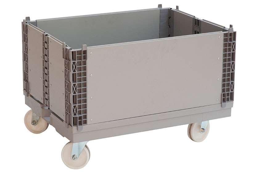 Chariot industriel avec rebords pour bacs